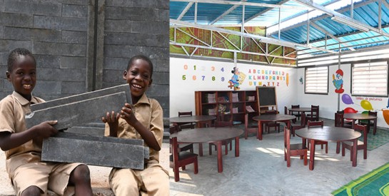 UNICEF construit des salles de classe faites de plastique recyclé pour 450 élèves